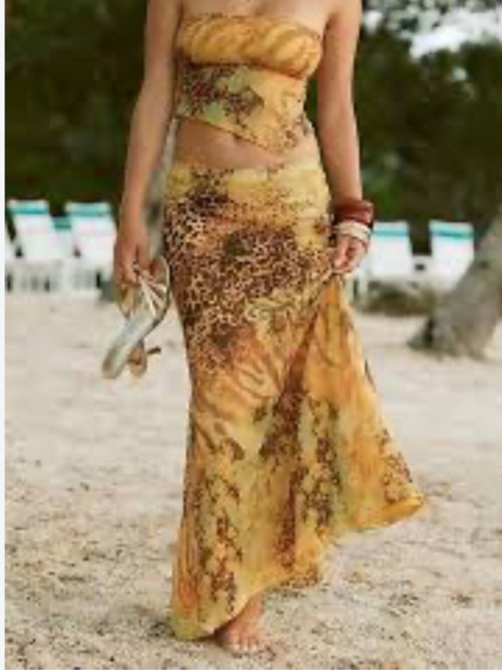 NWT Urban Outfitters Yellow Floral, Leopard Mesh, Lined Asym. Maxi Skirt- Only S